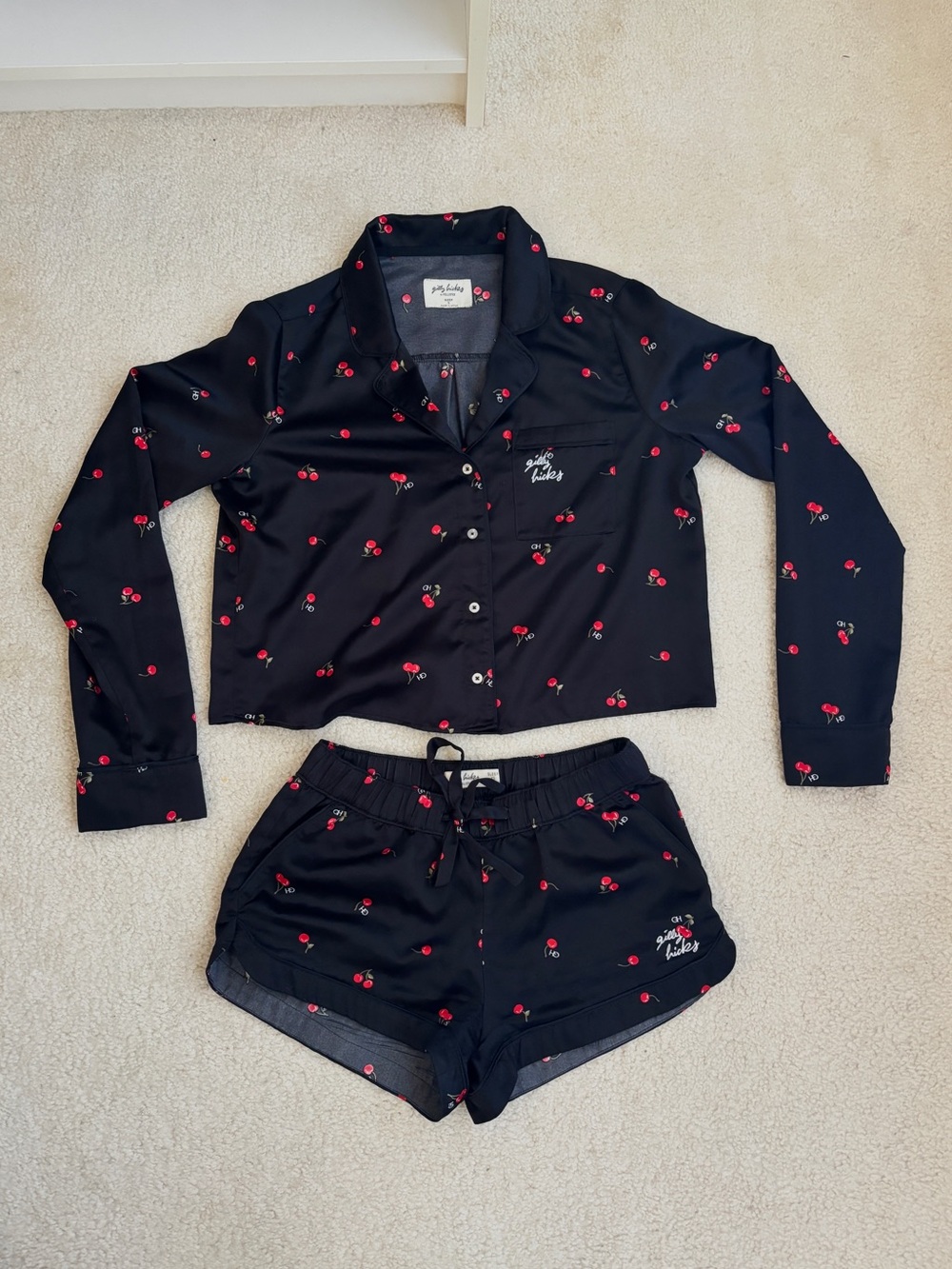 Gilly Hicks Cherry Satin Pajama Sleep Set
